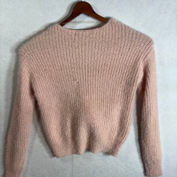 Almost Famous Womens Pink Sweater Size Medium M Pearl Twist Front - Picture 3 of 8